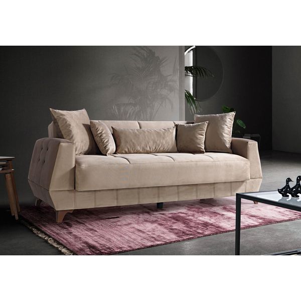 Divano Di Design A Tre Posti Beige Divano Arredo Tessuto 3 Posti Divani Divani-image
