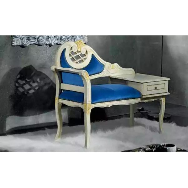 Panca Classica Panca Blu Seduta Di Lusso Tessuto Tessile Nuova Seduta-image