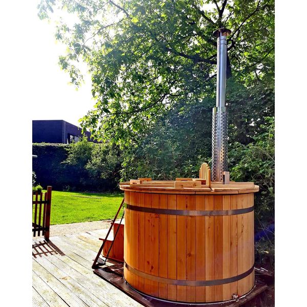 Piscina Idromassaggio Vasca Idromassaggio Stufa Da Bagno Esterna Legno Giardino Botte Thermowood-image