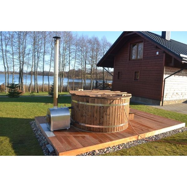 Idromassaggio Vasca Idromassaggio Vasca In Legno Forno Esterno Botte Da Giardino Bagno Thermowood-image