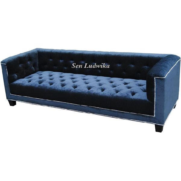 Elegante Divano Di Design Imbottito Divano Chesterfield Divani Divani A Tre Posti In Velluto-image