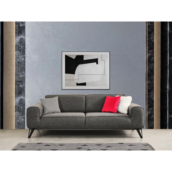 Divano In Tessuto Grigio A 3 Posti Di Design Moderno Per Il Soggiorno Materiale Tessile Tessuto-image