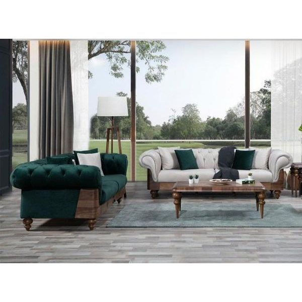 Set Di Divani Chesterfield Moderni A 3+3 Posti, Set Di Lusso Per Il Divano Del Soggiorno-image