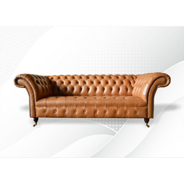 Design Chesterfield Divano Imbottito Di Lusso Set Di Sedute In Pelle Tessile 225Cm-image