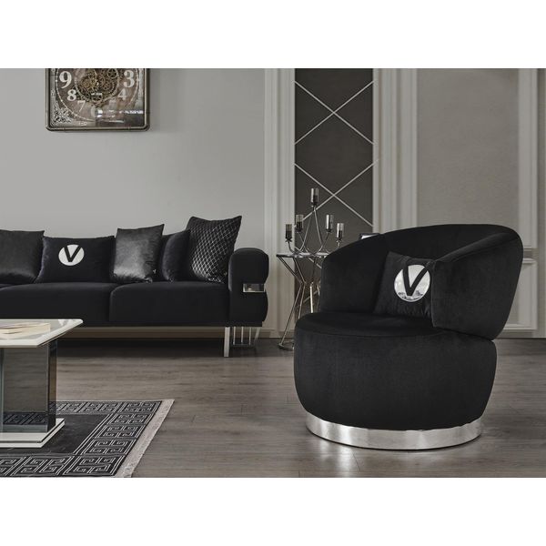 Poltrona Nera 1 Posto Tessile Soggiorno Lusso Nuovo Design Poltrona Poltrona Moderna-image