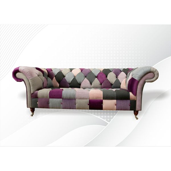 Chesterfield 3 Posti Mobili Di Design Nuovo Design Moderno Tessile Divani Soggiorno-image