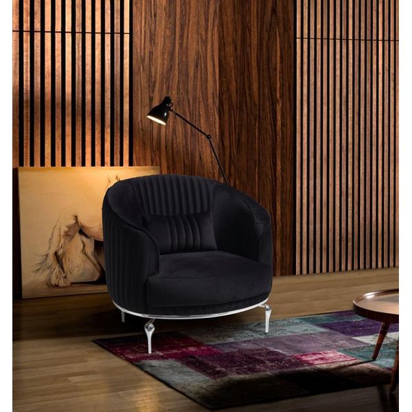 Poltrona Soggiorno Mobili Di Lusso Design Moderno Nero Monoposto Relax Club-image