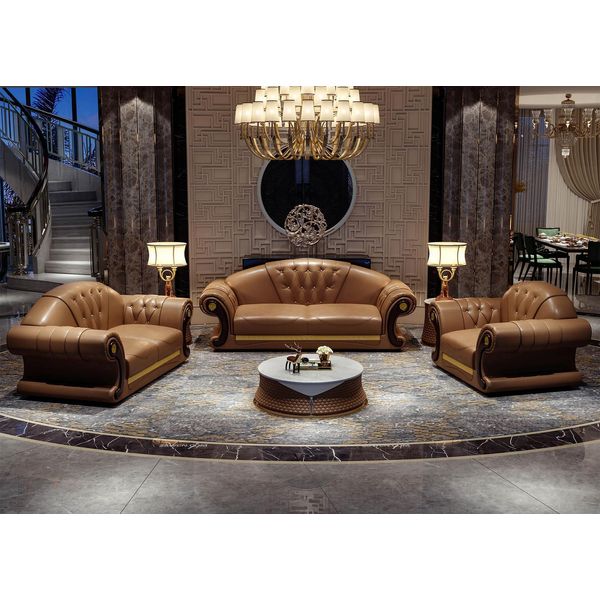 Divano Chesterfield Divano Imbottito Divano A 3 Posti Divano Imbottito In Pelle Nuovo Tre Posti-image