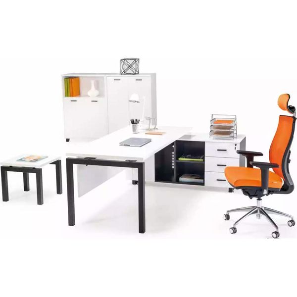 Mobili Per Ufficio Arredamento Scrivania Schedario Tavolino 4 Pz. Set Ufficio-image