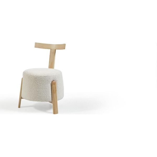 Sedia Sala Da Pranzo Sedia Imbottita Lounge Bianco Seduta Tessile Poltrona Legno Nuovo-image