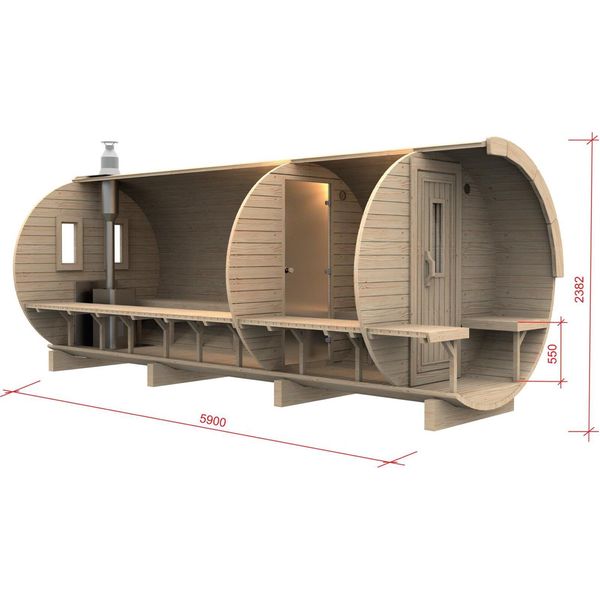 Sauna A Botte Sauna In Legno 590 X Ø 1,97 M Sauna A Botte Sauna A Botte Sauna Da Giardino Saune-image