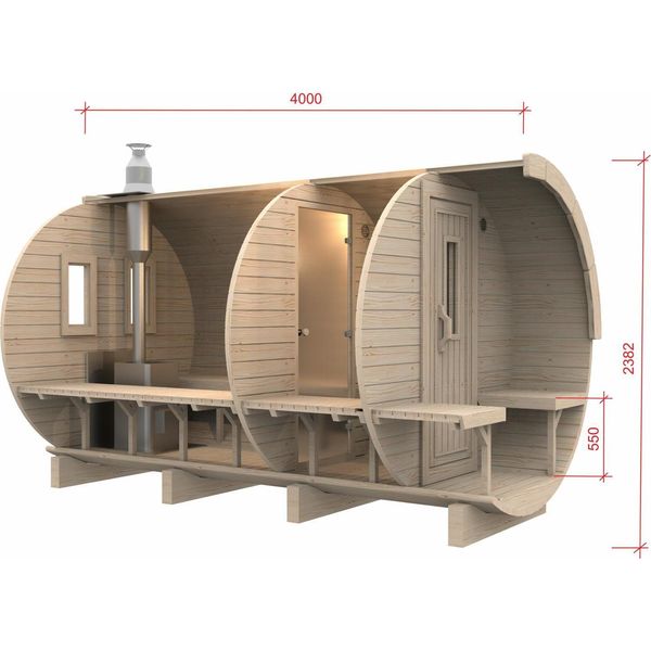 Sauna Barile Di Sauna Sauna Da Giardino Sauna All'aperto Sauna In Legno 6-8 Persone 4,0 M-image