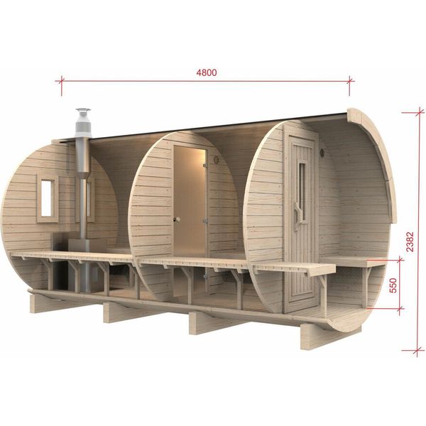 Sauna A Botte Sauna All'aperto 46 Mm Persone 6-8 Legno Sauna In Legno Termale-image