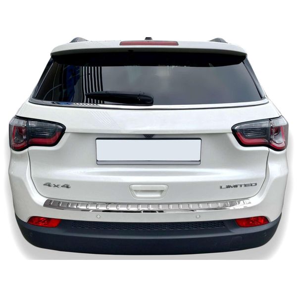 Protezione Paraurti In Acciaio Inox Per Jeep Compass Ii | Dal 2017 | Lucidata Con Bordo Smussato-image