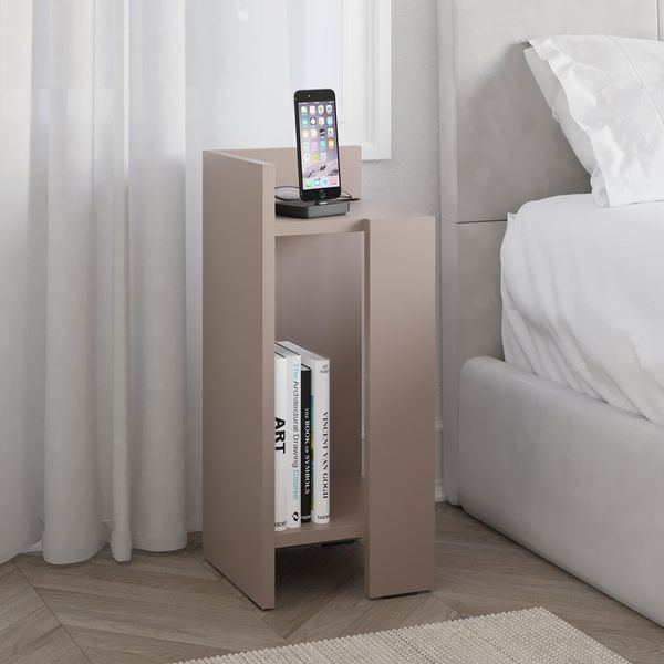 Decortie Comodino Moderno Elos Modulo Sinistro Grigio Moka 27 X 25 X 60 Cm-image