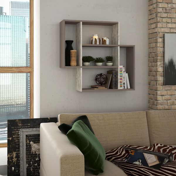 Decortie Mito Mensola Galleggiante Moderna Grigio Moka Bianco Sporco 89 X 20 X 80 Cm-image