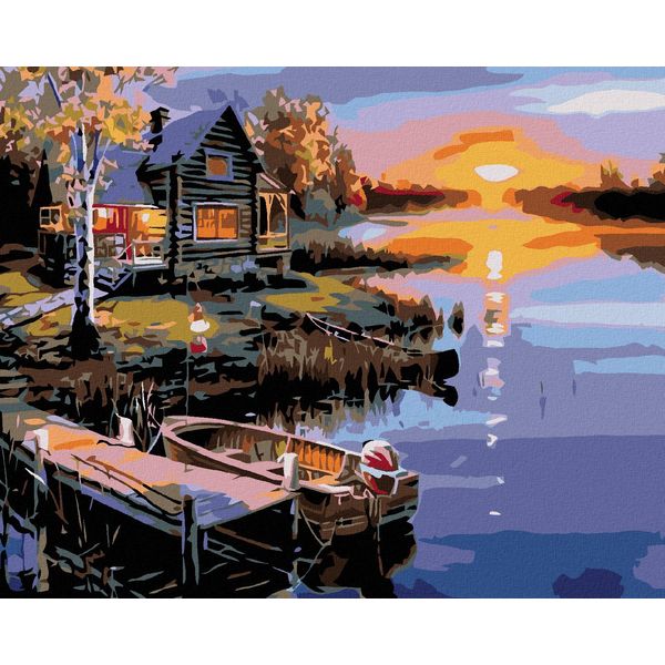 Zuty - Quadro Numerico - Sunset Over The Lake, 40X50 Cm, Con Telaio (Già Teso)-image
