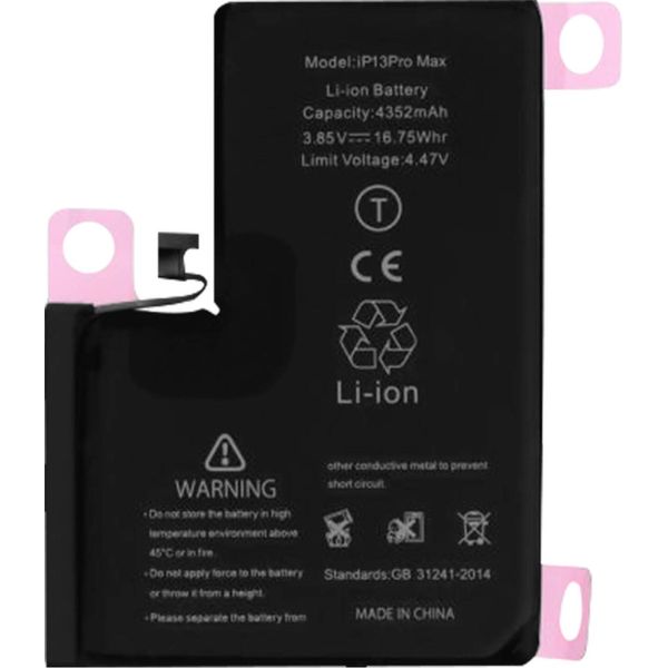 Clappio, Batteria Di Ricambio Per Apple Iphone 13 Pro Max, Batteria Supplementare Da 4352 Mah, Nero-image