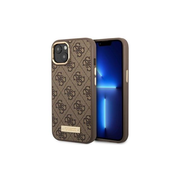 Guess Guhmp14Su4Gprw Iphone 14 / 15 / 13 6.1 BrąZowy/Brown Custodia Rigida 4G Logo Plate Magsafe-image