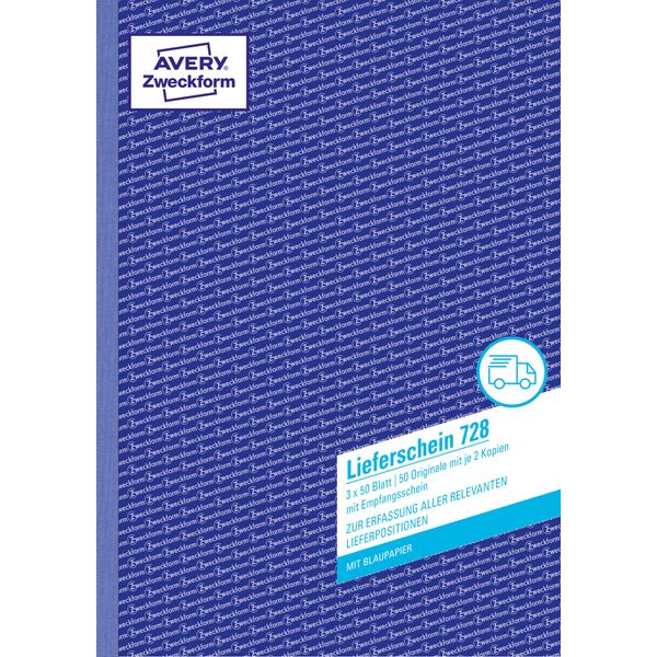 Avery Zweckform® 728 728 Bolle Di Consegna Con Ricevuta, Din A4, Con Ricevuta, 3 X 50 Fogli, Bianco, Giallo, Rosa-image