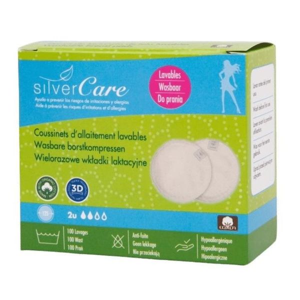 Masmi Silver Care Assorbenti Per Il Seno Riutilizzabili In Cotone Biologico, 2 Pezzi-image