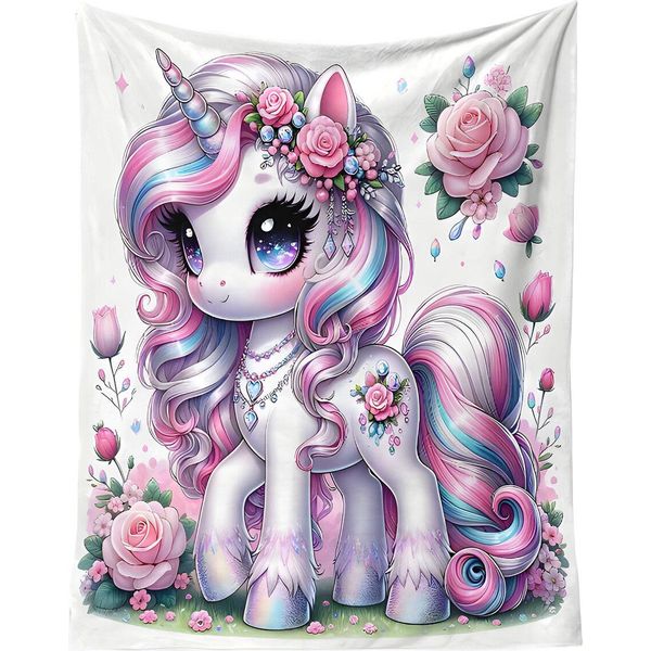 Coperta Bianca In Micropush 150X200 Cm - Unicorno Di Cristallo-image