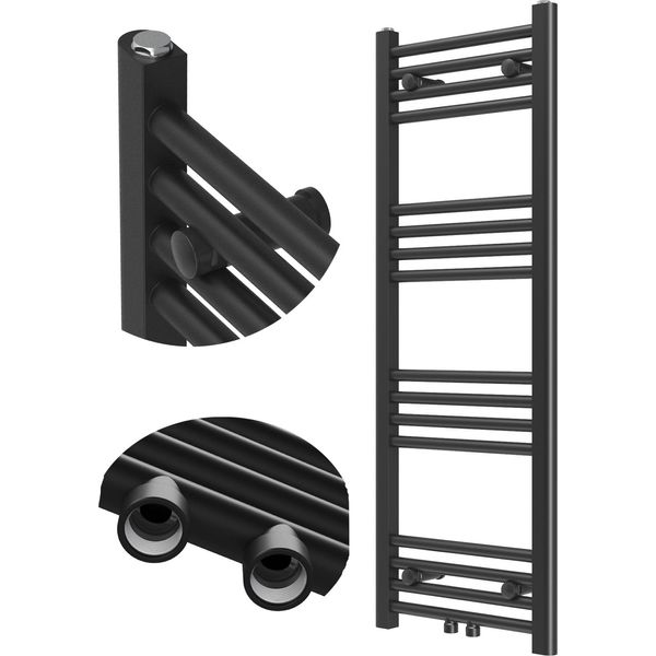 Radiatore Da Bagno Granitan | Raven - 110X40 Cm - Nero - Design Moderno - Funzionale Ed Elegante-image