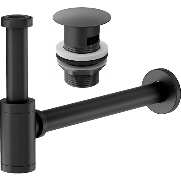 Sifone Per Lavabo In Ottone Nero+Klik Klak Zp-image