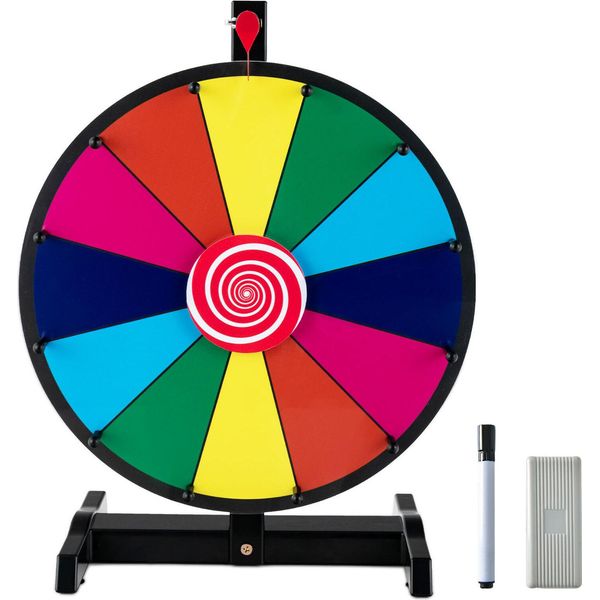 Costway Ruota Della Fortuna Da 15" Da Far Girare, Incl. Gomma E Pennarello, Ruota Della Fortuna Per Giochi Di Lotteria E Giochi Di Parole"-image