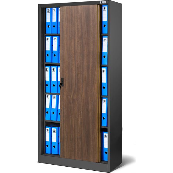 Armadio Per Archiviazione Armadio Per Ufficio Armadio In Acciaio In Legno Antracite 185X90X40-image