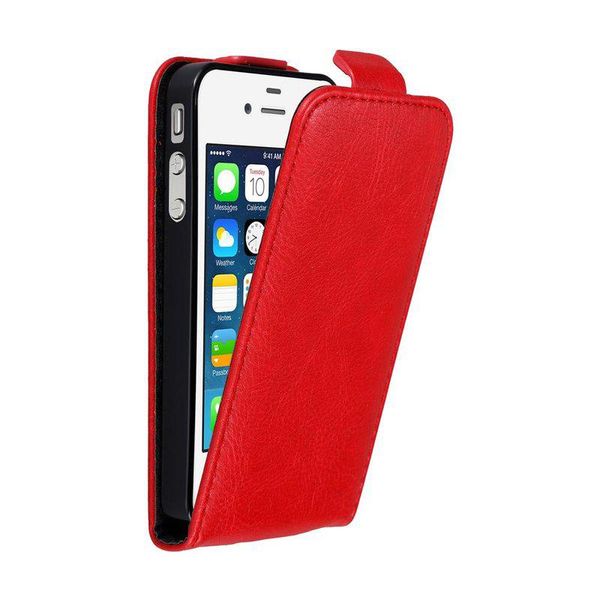 Custodia Cadorabo Per Apple Iphone 4 / 4S Custodia Protettiva In Rosso Custodia Flip Per Telefono Cellulare Custodia Cover-image