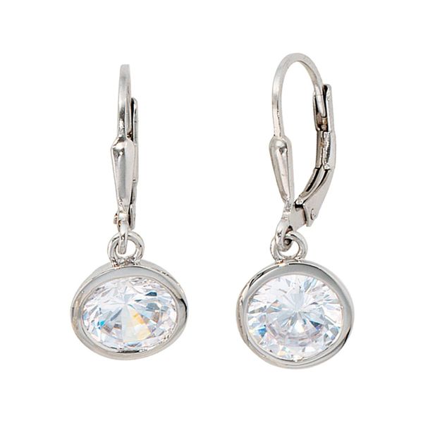Paar OhrhäNger Jobo, Silber (Silber 925), Ohrringe, Damen, Silber 925 (Sterlingsilber), Rund 925 Silber Mit Zirkonia-image