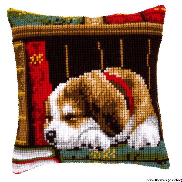 Cuscino A Punto Croce Vervaco "Cane Addormentato"", Ricamo Disegnato"-image