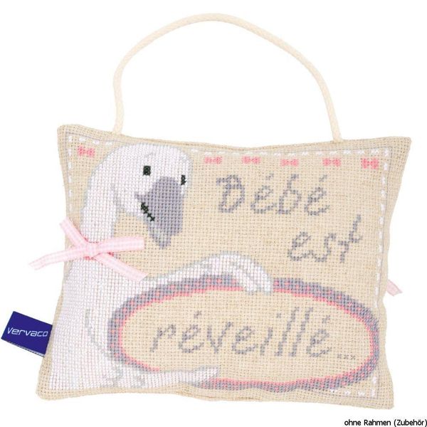 Modello Fuori Produzione Vervaco Confezione Da Ricamo Con Schema Di Conteggio "Il Bambino Dorme - è Sveglio"""-image