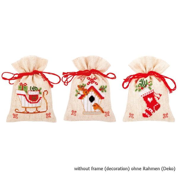 Vervaco Bustina Di Erbe Vervaco "Christmas Set Of 3"", Modello Di Conteggio"-image