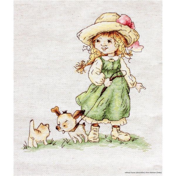 Modello Fuori Produzione Luca-S Set Per Punto Croce "Al Guinzaglio"", Schema Contato, 22X22,5 Cm"-image