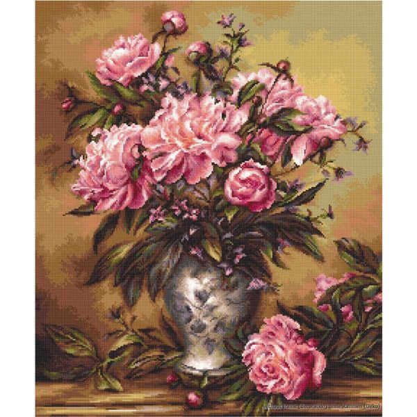 Luca-S Set Per Punto Croce "Vaso Con Peonie"", Schema Contato, 34X41Cm"-image