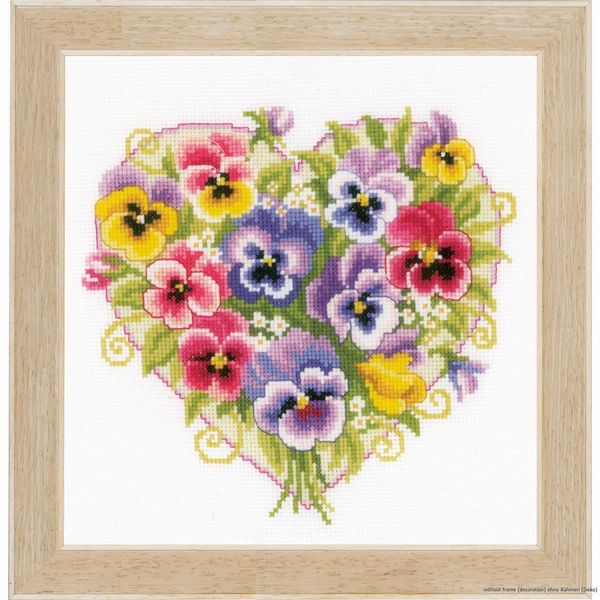 Vervaco Set Punto Croce "Viole Del Pensiero A Forma Di Cuore"", Schema Di Conteggio"-image