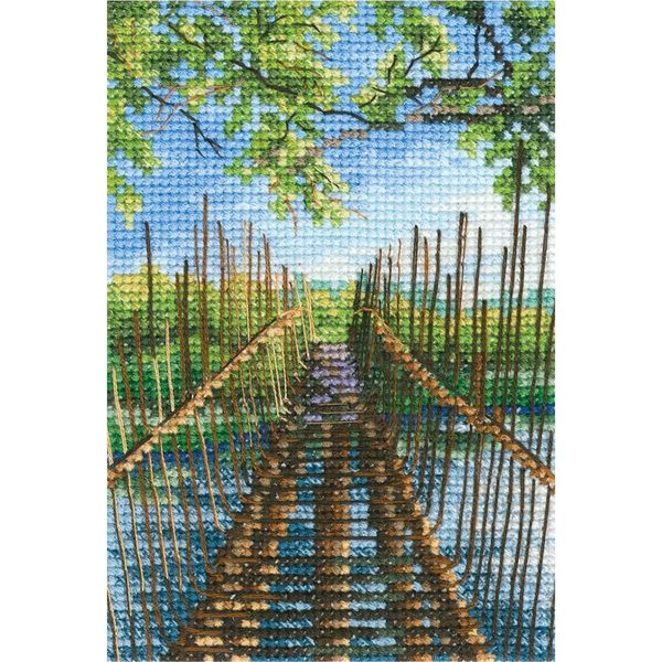 Rto Set Punto Croce "Ponte Pedonale Sul Lago Di Austin"" C313, Schema Di Conteggio, 9X13,5 Cm"-image