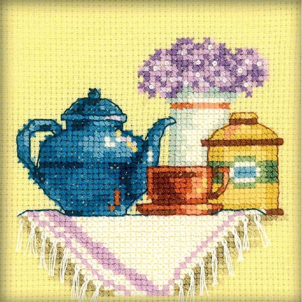 Rto Set Punto Croce "Una Tazza Di Tè Al Mattino"" H198, Schema Di Conteggio, 10X10 Cm"-image