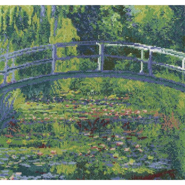 Set Per Punto Croce Dmc "Stagno Delle Ninfee Con Ponte Giapponese"" Di Claude Monet, 30X28,7 Cm, Schema Contato"-image