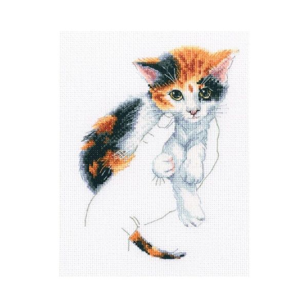 Set Per Punto Croce Rto "Calore Nelle Mani, Gattino"" M819, Schema Contato, 12,5X17 Cm"-image