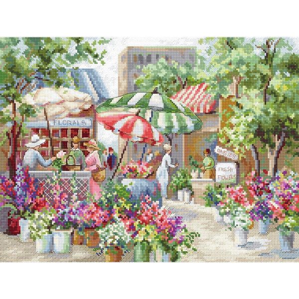 Set Per Punto Croce Letistitch "Mercato Dei Fiori"; Schema Contato, 30X23Cm-image