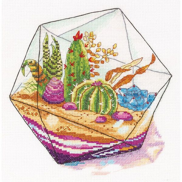 Set Punto Croce Panna "Florarium"" 20X20,5Cm, Motivo Di Conteggio"-image