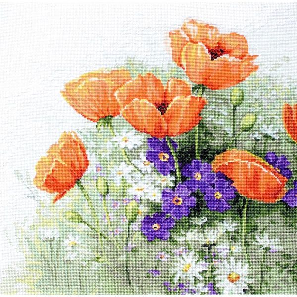 Luca-S Set Punto Croce "Poppies V"", Schema Di Conteggio, 28,5X28Cm"-image