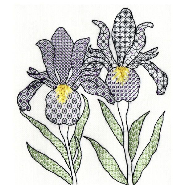 Bothy Threads Blackwork Set Per Punto Croce "Iris"", 30X33Cm, Xbw5, Schema A Punto Croce Contato"-image