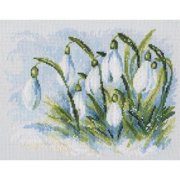 Rto Set Punto Croce "Early Snowdrops"" M585, Schema Di Conteggio, 25X19 Cm"-image