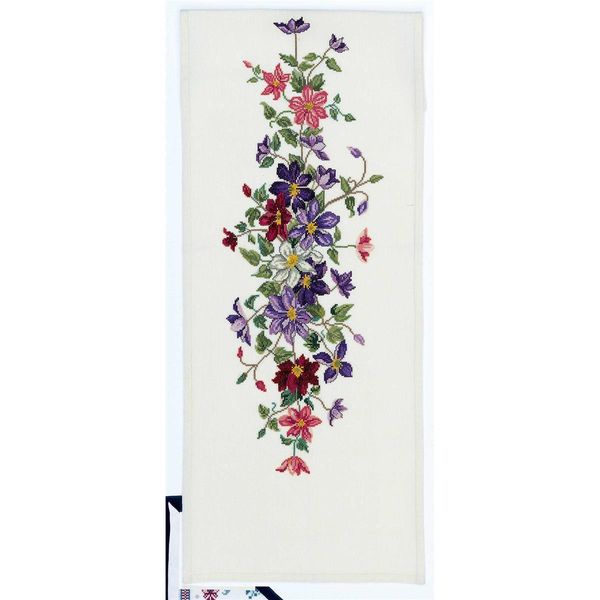 Eva Rosenstand Set Runner Da Tavola A Punto Croce "Clematis"", Schema Di Conteggio, 30X95Cm"-image