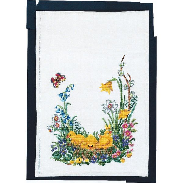 Eva Rosenstand Set Di Runner Da Tavola A Punto Croce "Runner With Chicks"", Schema Di Conteggio, 30X100Cm"-image
