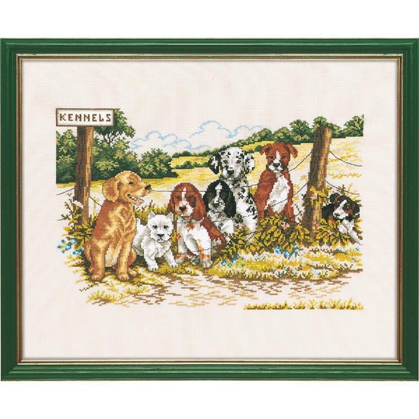 Eva Rosenstand Set Punto Croce "Kennels"", Schema Di Conteggio, 40X50Cm"-image